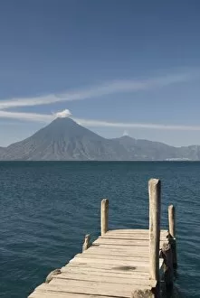 Images Dated 16th February 2010: A jetty in Panajachel, San Pedro Volcano in the background, Lake Atitlan