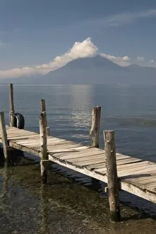 Images Dated 20th February 2010: A jetty in Panajachel, San Pedro Volcano in the background, Lake Atitlan