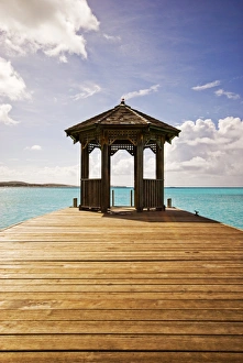 A jetty stretches out into the Caribbean Sea, Antigua, Leeward Islands
