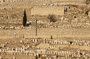 Tomb Stones Prints: Jewish cemetery, Mount of Olives, Jerusalem, Israel, Middle East