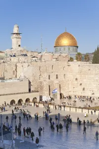 Jewish Quarter Prints: Jewish Quarter of the Western Wall Plaza and Dome of the Rock above