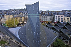 Rouen Prints: Joan of Arc church roof, and Ancient market place, Rouen, Normandy, France, Europe