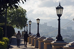 View From Behind Prints: Joggers in Park La Leona, Tegucigalpa, Honduras, Central America