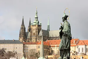Biblical Prints: John of Nepomuk Statue on Charles bridge, UNESCO World Heritage Site, Prague