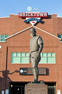 Oklahoma Prints: Johnny Bench statue, Bricktown, Oklahoma City, Oklahoma, United States of America
