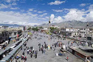 Lhasa Prints: Jokhang Square from Jokhang Temple, the most revered religious structure in Tibet