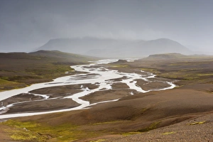 Jokulkvisl River and valley at the foot of Kerlingarfjoll Mountains Jokulkvisl River and valley at the foot of Kerlingarfjoll Mountains