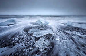Black Sand Prints: Jokulsa Beach on a stormy day