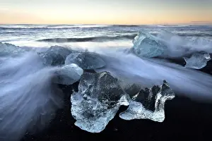 Black Sand Prints: Jokulsa Beach at sunrise, on the edge of the Vatnajokull National Park