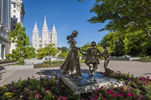 Salt Lake City Prints: Joyful Moment Statue, Temple Square, Salt Lake City, Utah, United States of America