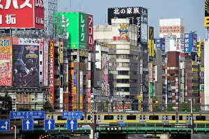 Images Dated 2nd May 2009: JR railway in East Shinjuku, above Yasukuni-dori Street in the Kabukicho district