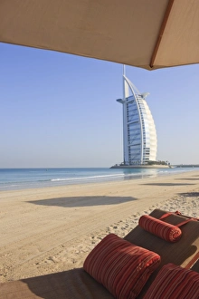 Jumeirah Beach Prints: Jumeirah Beach and the Burj Al Arab Hotel, Dubai, United Arab Emirates, Middle East