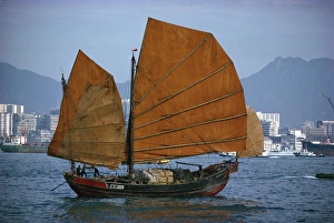 Junk Prints: Junk in Hong Kong Harbour, China, Asia