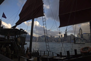Junk Prints: Junk sailing on Victoria Harbour, Hong Kong, China, Asia