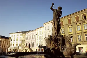 Jupiter Prints: Jupiter fountain dating from 1707 by Vaclav Render in Dolni Namesti (Square)