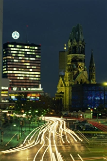 Flood Lit Prints: The Kaiser Wilhelm church and surrounding buildings