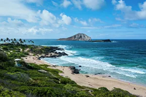 Hawaii Prints: Kaohikaipu Island and Kaupo Beach, Oahu, Hawaii, United States of America, Pacific