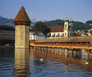 Covered Bridge Prints: Kapellbrucke Bridge, Lucerne, Switzerland