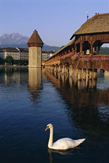 Kapellbrucke (covered wooden bridge) over the River Reuss