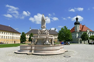 Town Hall Prints: Kapellplatz Square with Town Hall, Altoetting, Upper Bavaria, Bavaria, Germany, Europe