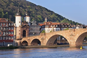 Domed Prints: Karl-Theodor-Bridge (Old Bridge) and Gate, Heidelberg, Baden-Wurttemberg, Germany, Europe