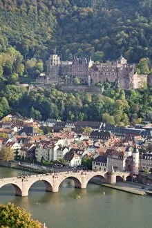 Images Dated 21st October 2010: Karl Theodor Bridge with Stadttor gate, castle and Heilig Geist Church, Heidelberg