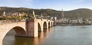 Images Dated 21st October 2010: Karl Theodor Bridge with Stadttor gate, castle and Heilig Geist Church, Heidelberg