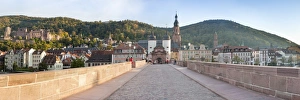 Karl Theodor Bridge with Stadttor gate, castle and Heilig Geist Church, Heidelberg, Baden Wurttemberg, Germany, Europe