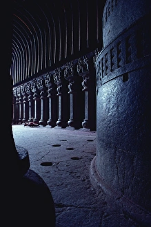 Rock Hewn Prints: Karla caves, dating from the first century BC, near Mumbai, Maharashtra state