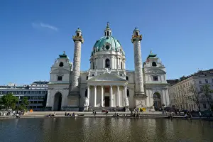 Support Prints: Karlskirche, a baroque church located on the south side of Karlsplatz, Vienna, Austria