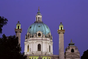 Karlskirche Prints: Karlskirche at night, Vienna, Austria, Europe