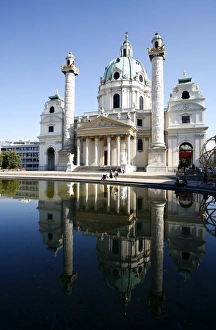 Images Dated 26th August 2007: Karlskirche (St. Charles Borromeo church) by Fischer von Erlach in Karlsplatz