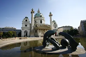 Karlsplatz Prints: Karlskirche (St. Charles Borromeo church) by Fischer von Erlach in Karlsplatz