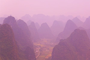 Enigma Prints: Karst landscape and haze, Yangshuo, Guangxi Province, China, Asia