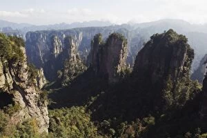 Karst limestone rock formations at Zhangjiajie Forest Park, Wulingyuan Scenic Area