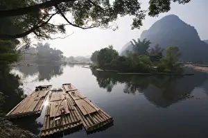 Guilin Prints: Karst limestone scenery on the Li river (Lijiang) in Yangshuo, near Guilin