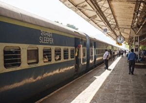 Train Carriage Prints: Karwal train station platform, Goa, India, South Asia