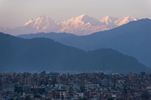 Snowy Peak Prints: Kathmandu and Ganesh Himal range seen from Sanepa, Nepal, Himalayas, Asia