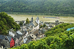 Kaub Prints: Kaub and River Rhine, Rhineland-Palatinate, Germany, Europe