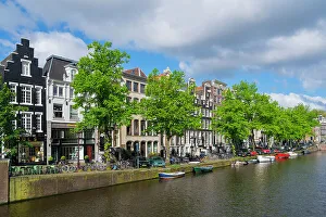 Bicycles Prints: Keizersgracht canal, Amsterdam, The Netherlands, Europe