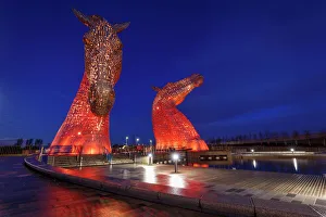 Scottish Prints: The Kelpies at the entrance to the Forth and Clyde Canal at Helix Park, Falkirk