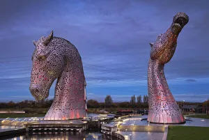 Canals Prints: The Kelpies, near Falkirk, Stirlingshire, Scotland, United Kingdom, Europe