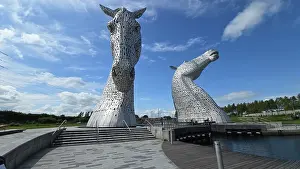 Sculptures Prints: Kelpies sculptures in Falkirk, Scotland, UK