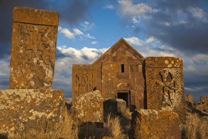 Place Of Burial Prints: Khachkars at Noratus cemetery, Lake Seven, Armenia, Central Asia, Asia