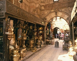 Brassware Prints: Khan-el-Khalili Bazaar, Cario, Egypt, North Africa, Africa