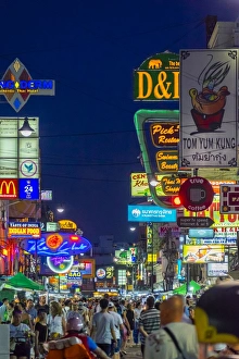Thai Culture Prints: Khaosan Road at night, Bangkok, Thailand, Southeast Asia, Asia