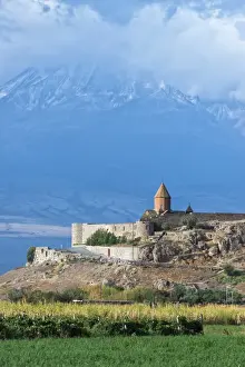 Armenian Culture Prints: Khor Virap Monastery and Apostolic church at the foot of Mount Ararat, Ararat Province