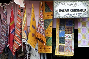 Rugs Prints: Kilims for sale in the Carpet Souk Joutia Zrabi, Marrakesh, Morocco, North Africa, Africa