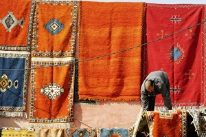 Kilims for sale in the Carpet Souk, Marrakesh, Morocco, North Africa, Africa