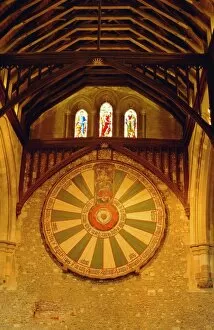 Medieval Collection: King Arthurs Round Table hanging in the Great Hall, Winchester, England